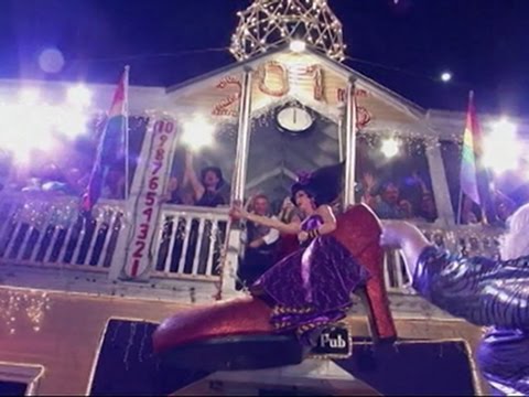 A Drag Queen Is Dropped In A Giant High Heel Shoe In Key West, FL